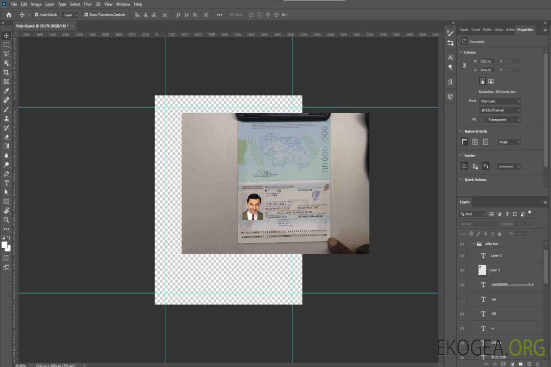 Modèle de passeport irlandais au format PSD (+ aspect photo PSD modifiable), entièrement modifiable, avec toutes les polices template